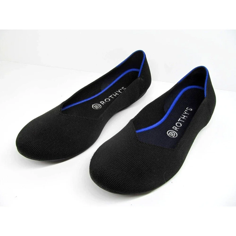 Rothy's Womens Black Flat Round Toe Knit Ballet Slip On Loafers Size US 10 - Picture 2 of 16